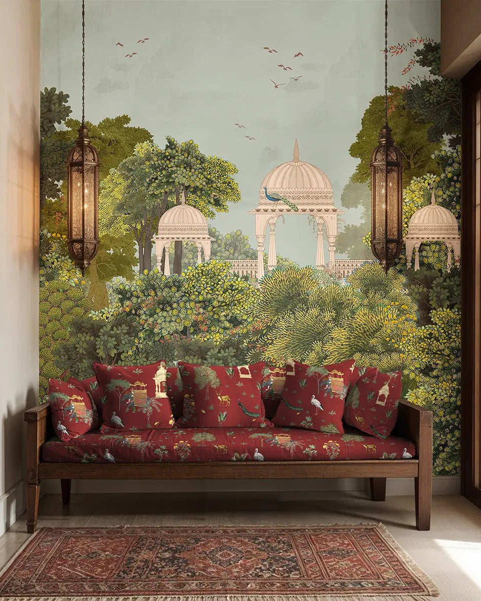 Royal Enclave Rich Indian Theme Wallpaper for Walls - Marble Lotus - Royal Enclave Rich Indian Theme Wallpaper for Walls