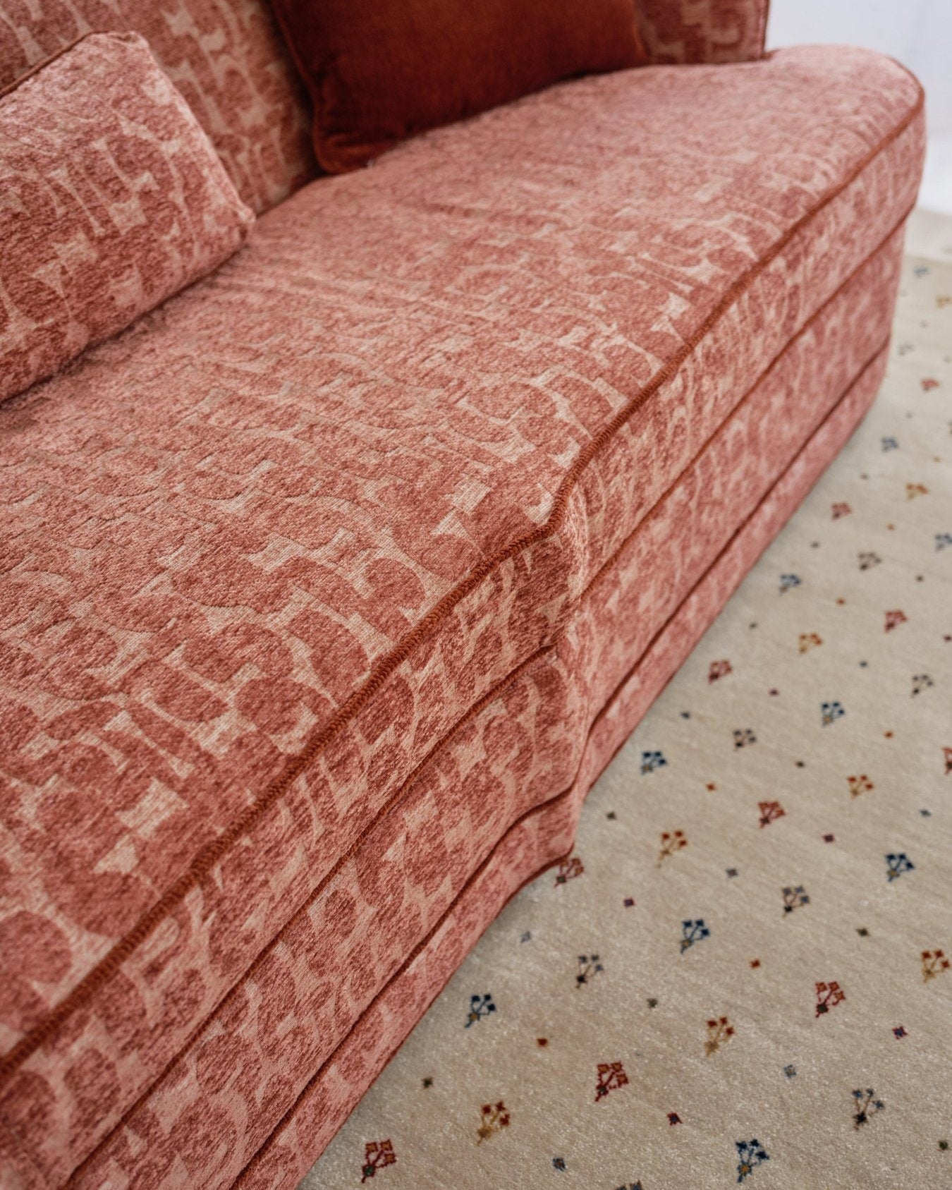 Royal Raj 3 Seater Sofa Patterned Brick Red - Marble Lotus - Royal Raj 3 Seater Sofa Patterned Brick Red