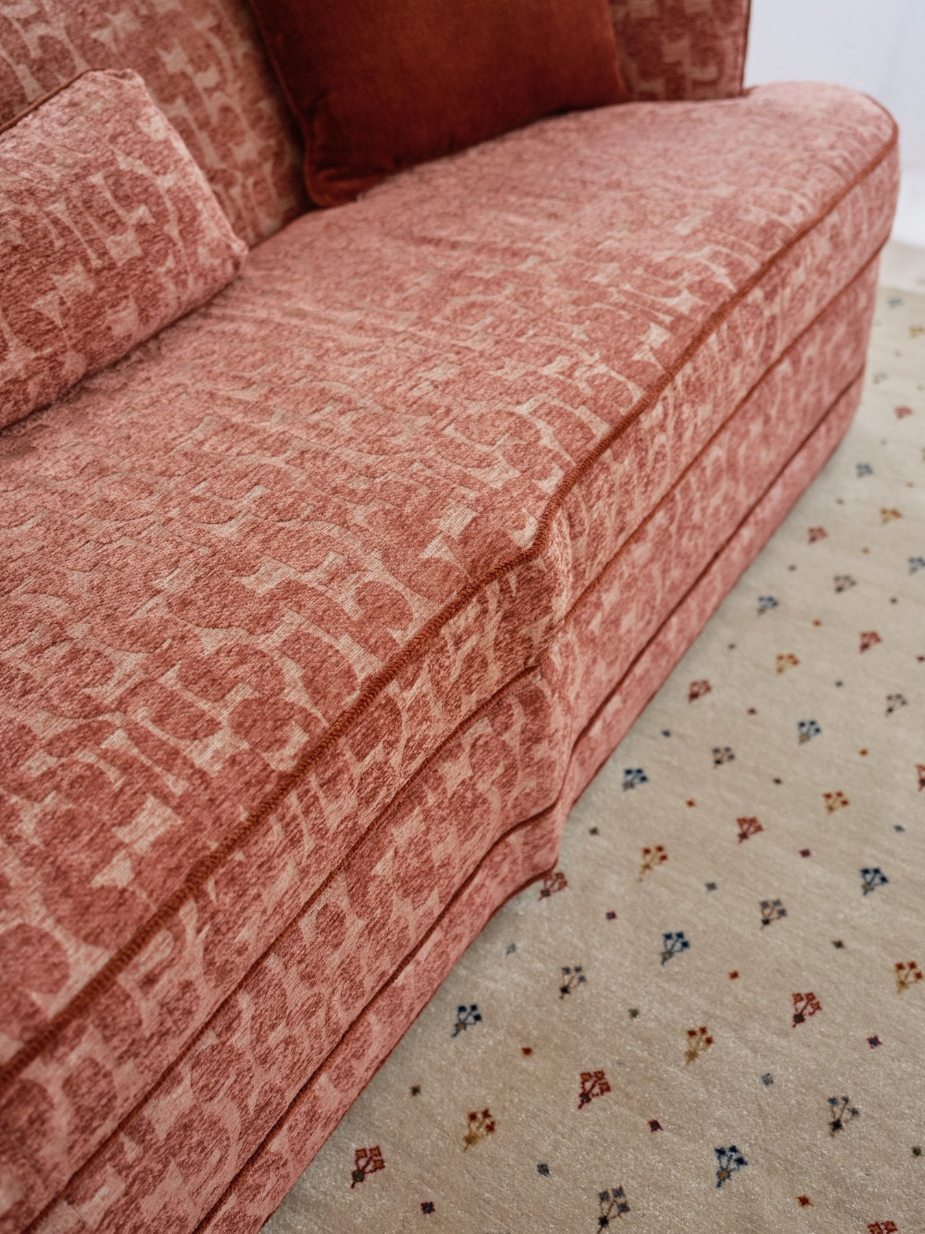 Royal Raj 3 Seater Sofa Patterned Brick Red - Marble Lotus - Royal Raj 3 Seater Sofa Patterned Brick Red