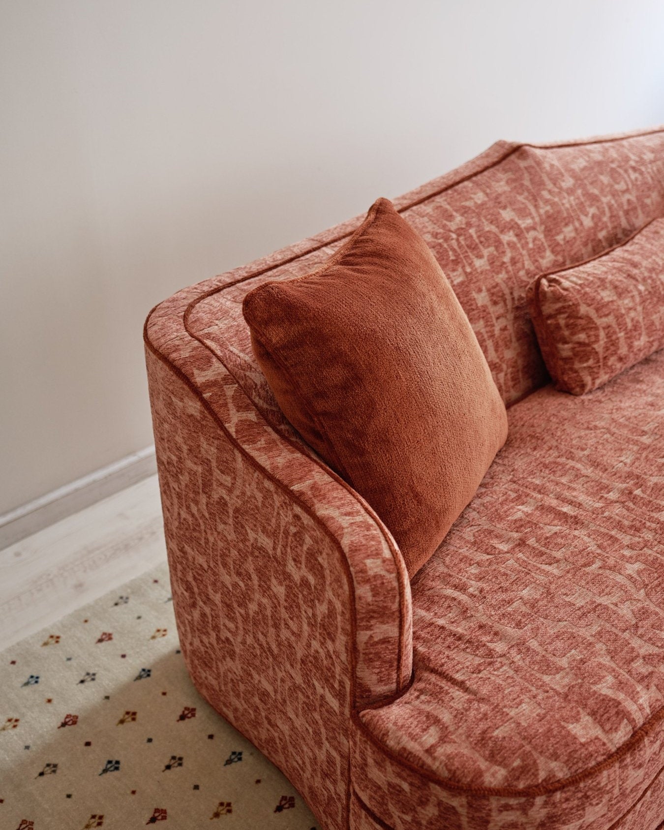 Royal Raj 3 Seater Sofa Patterned Brick Red - Marble Lotus - Royal Raj 3 Seater Sofa Patterned Brick Red