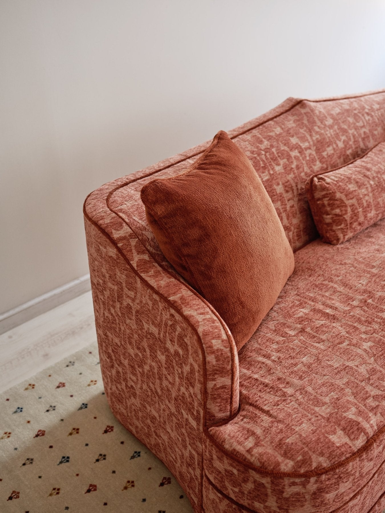 Royal Raj 3 Seater Sofa Patterned Brick Red - Marble Lotus - Royal Raj 3 Seater Sofa Patterned Brick Red