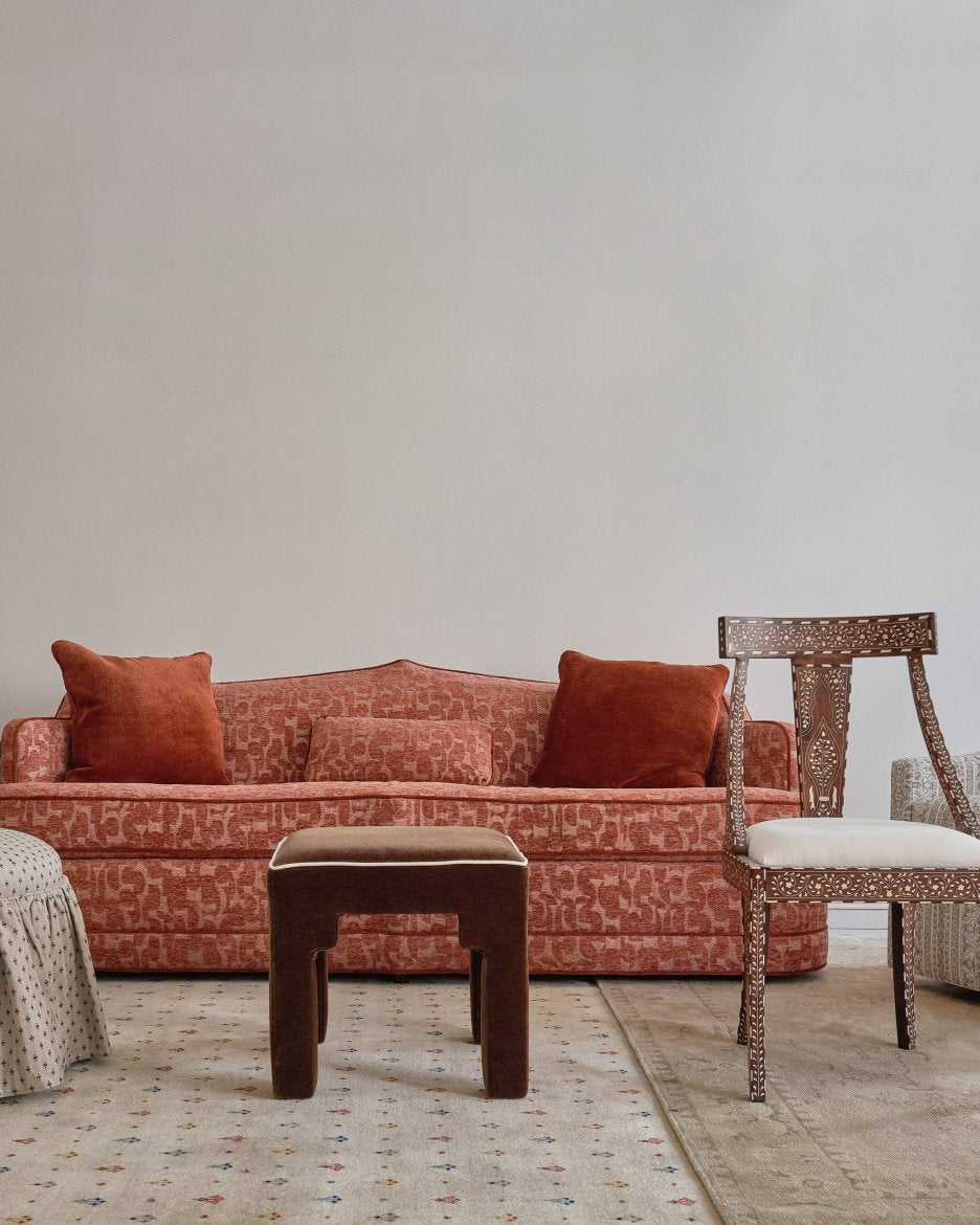 Royal Raj 3 Seater Sofa Patterned Brick Red - Marble Lotus - Royal Raj 3 Seater Sofa Patterned Brick Red