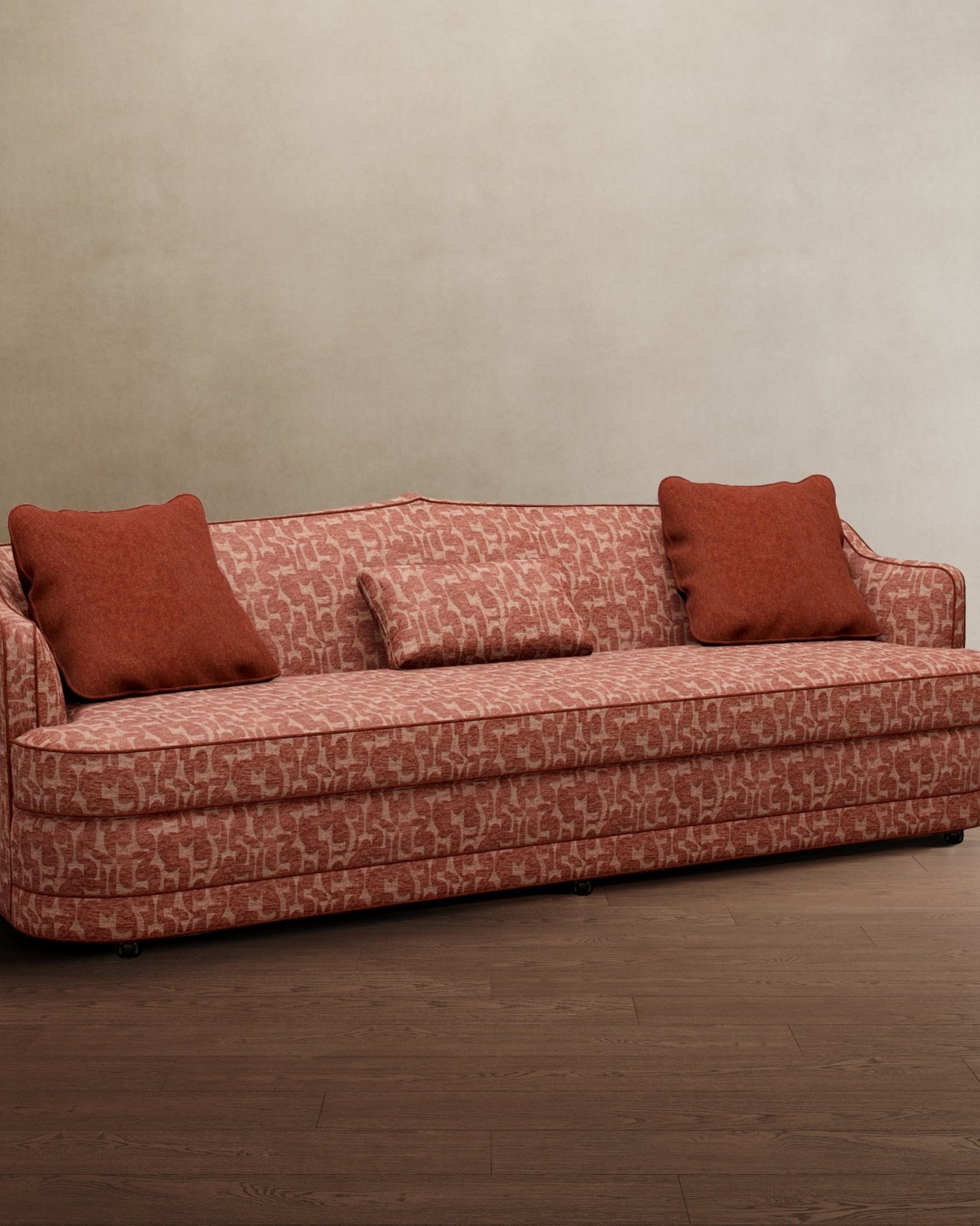 Royal Raj 3 Seater Sofa Patterned Brick Red - Marble Lotus - Royal Raj 3 Seater Sofa Patterned Brick Red