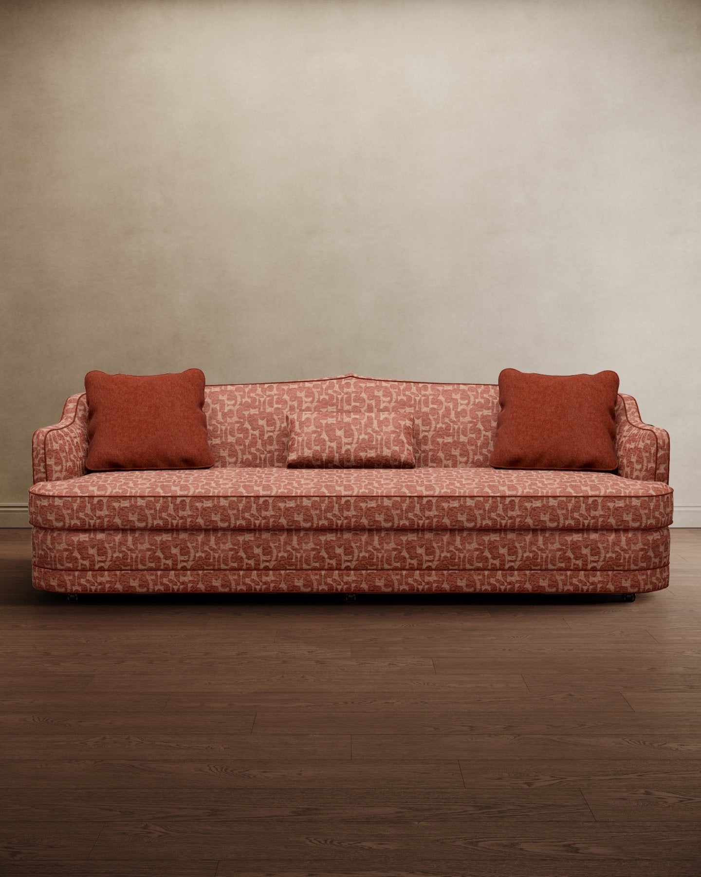 Royal Raj 3 Seater Sofa Patterned Brick Red - Marble Lotus - Royal Raj 3 Seater Sofa Patterned Brick Red