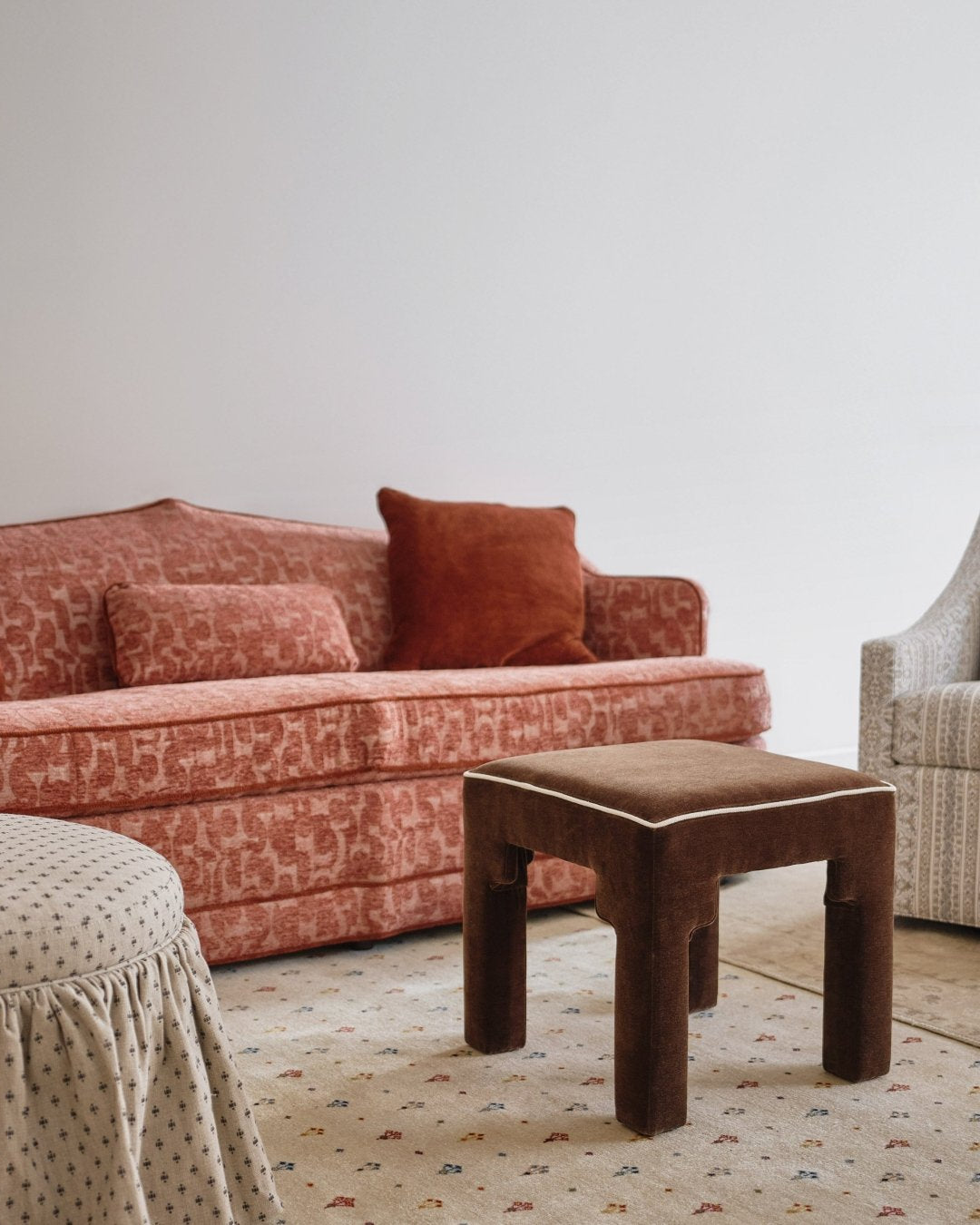 Royal Raj 3 Seater Sofa Patterned Brick Red - Marble Lotus - Royal Raj 3 Seater Sofa Patterned Brick Red