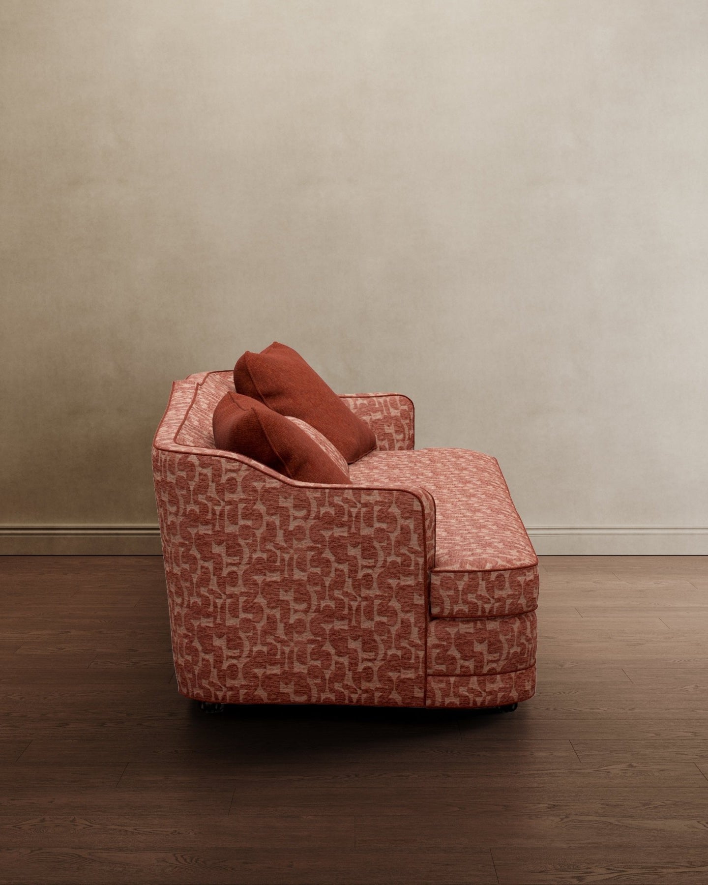 Royal Raj 3 Seater Sofa Patterned Brick Red - Marble Lotus - Royal Raj 3 Seater Sofa Patterned Brick Red