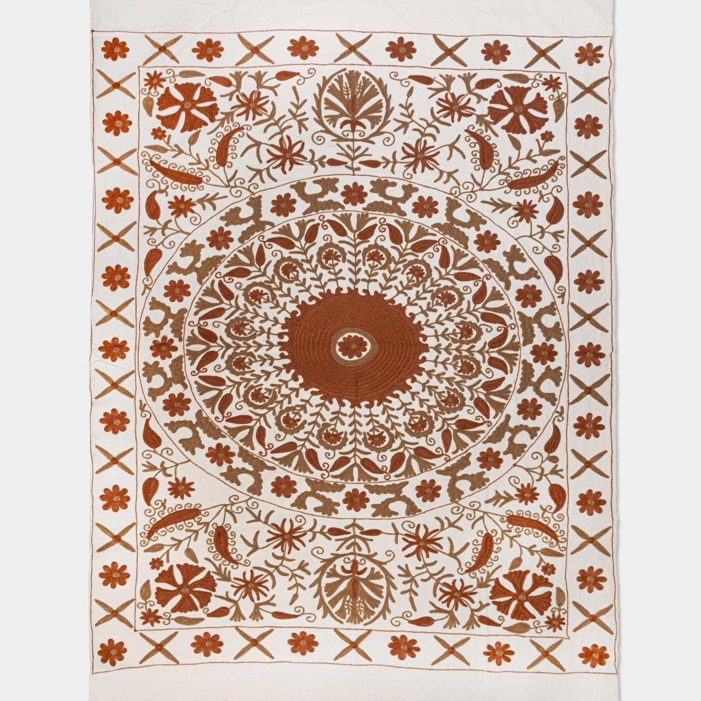 Rust Suzani Tapestry Throw 60x90" - Marble Lotus - Rust Suzani Tapestry Throw 60x90"