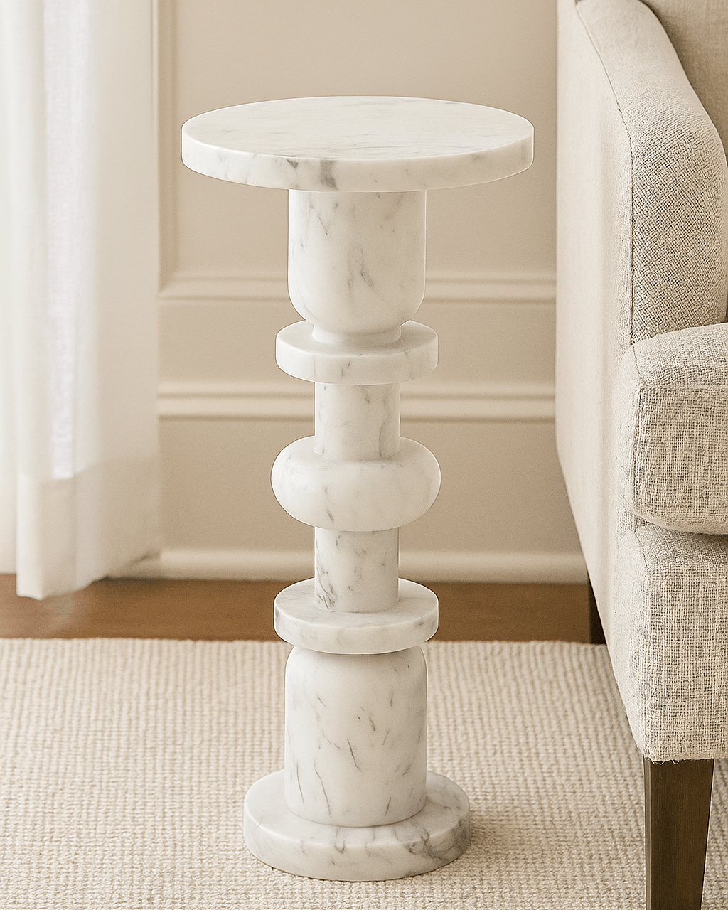 Sasha White Drinks Table - Marble Lotus - Sasha White Drinks Table
