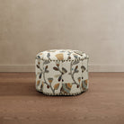 Scalloped Lotus Ottoman Floral Embroidered - Marble Lotus - Scalloped Lotus Ottoman Floral Embroidered