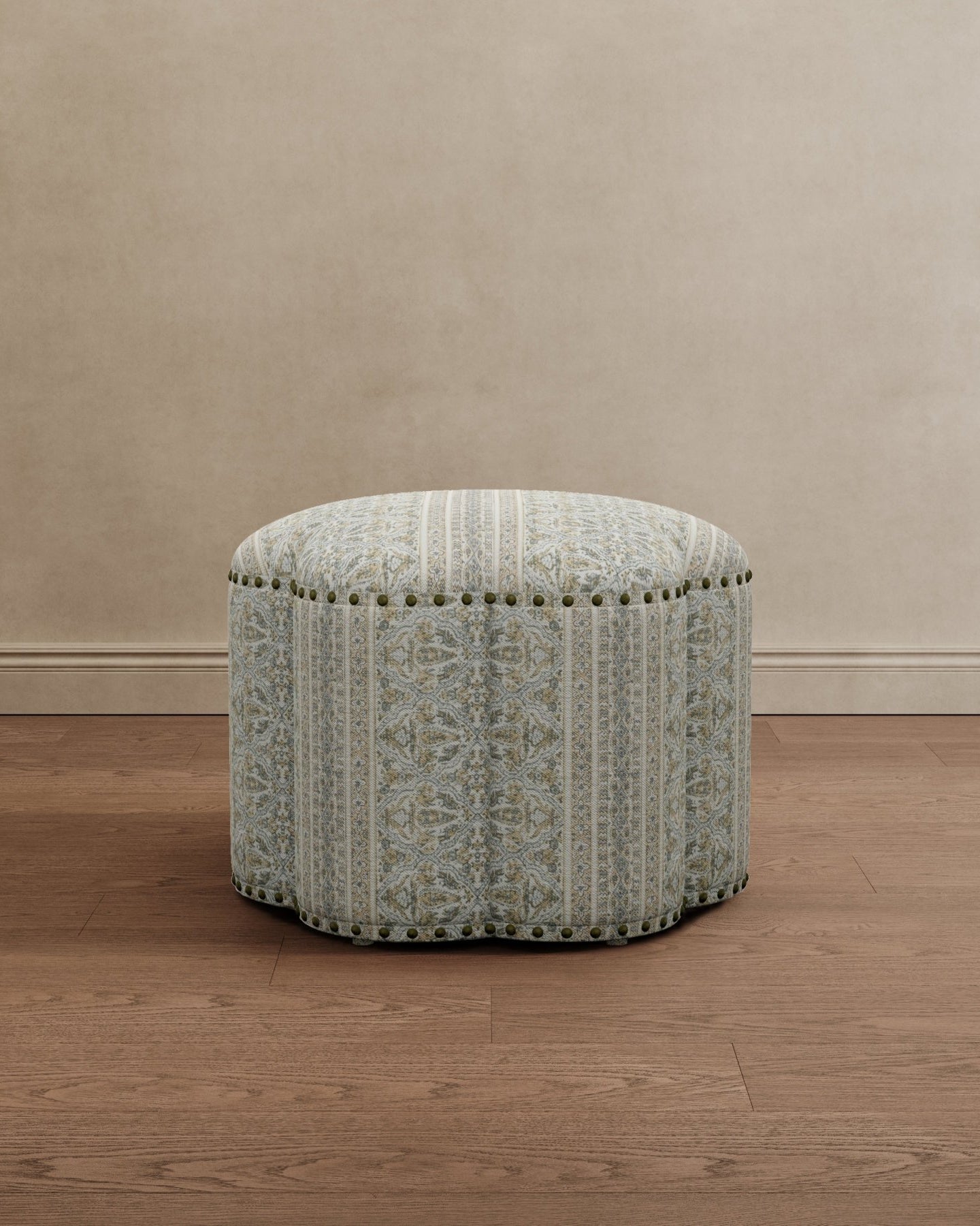 Scalloped Lotus Ottoman Powder Blue Paisley - Marble Lotus - Scalloped Lotus Ottoman Powder Blue Paisley