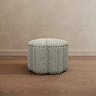 Scalloped Lotus Ottoman Powder Blue Paisley - Marble Lotus - Scalloped Lotus Ottoman Powder Blue Paisley