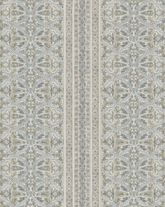 Scalloped Lotus Ottoman Powder Blue Paisley - Marble Lotus - Scalloped Lotus Ottoman Powder Blue Paisley