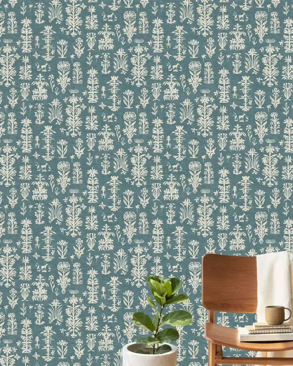 Serene Abstract Mood Blue Colors Room Wallcovering - Marble Lotus - Serene Abstract Mood Blue Colors Room Wallcovering