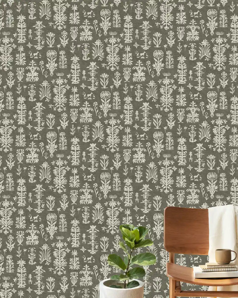 Serene Abstract Mood Dusky Green Color Room Wallcovering - Marble Lotus - Serene Abstract Mood Dusky Green Color Room Wallcovering