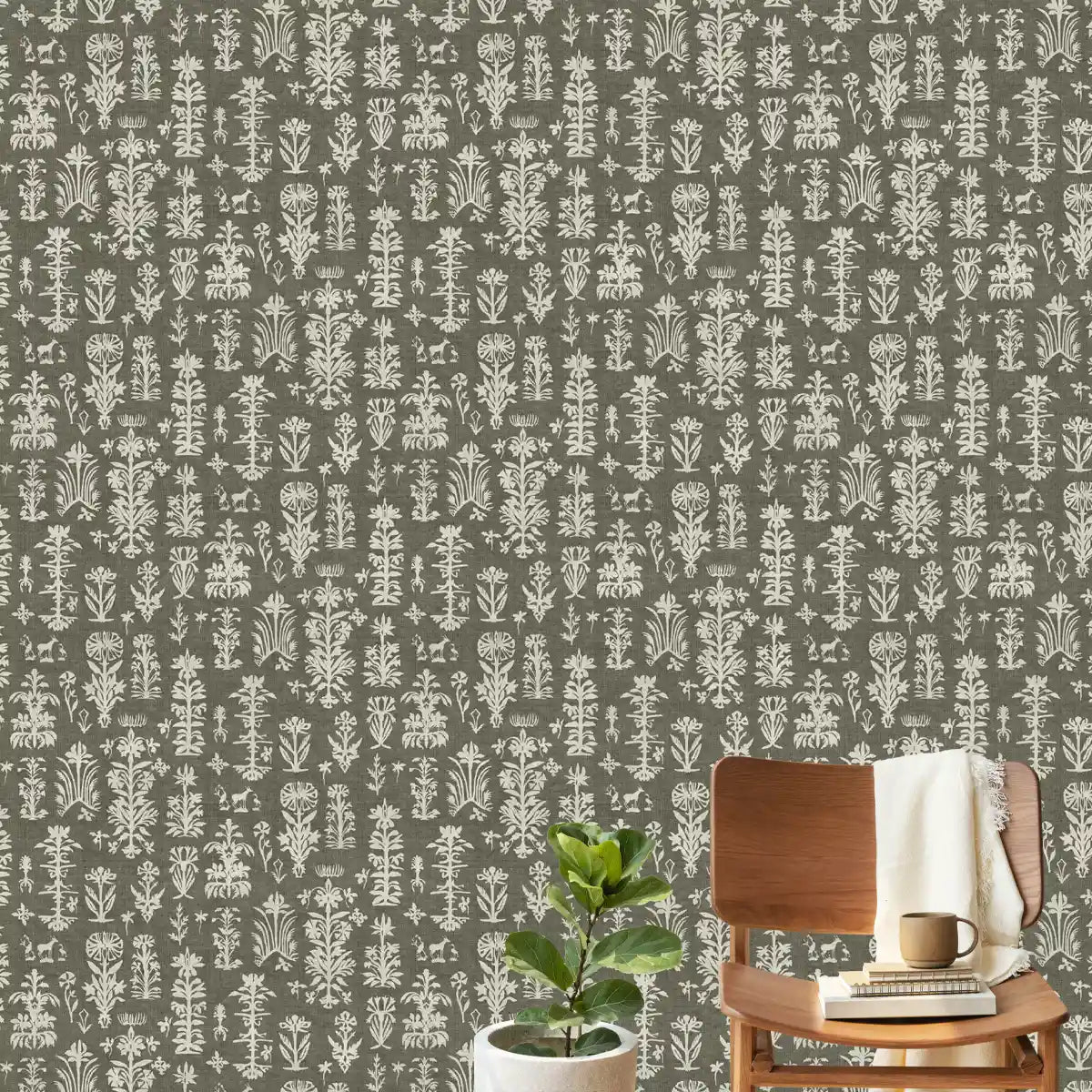 Serene Abstract Mood Dusky Green Color Room Wallcovering - Marble Lotus - Serene Abstract Mood Dusky Green Color Room Wallcovering