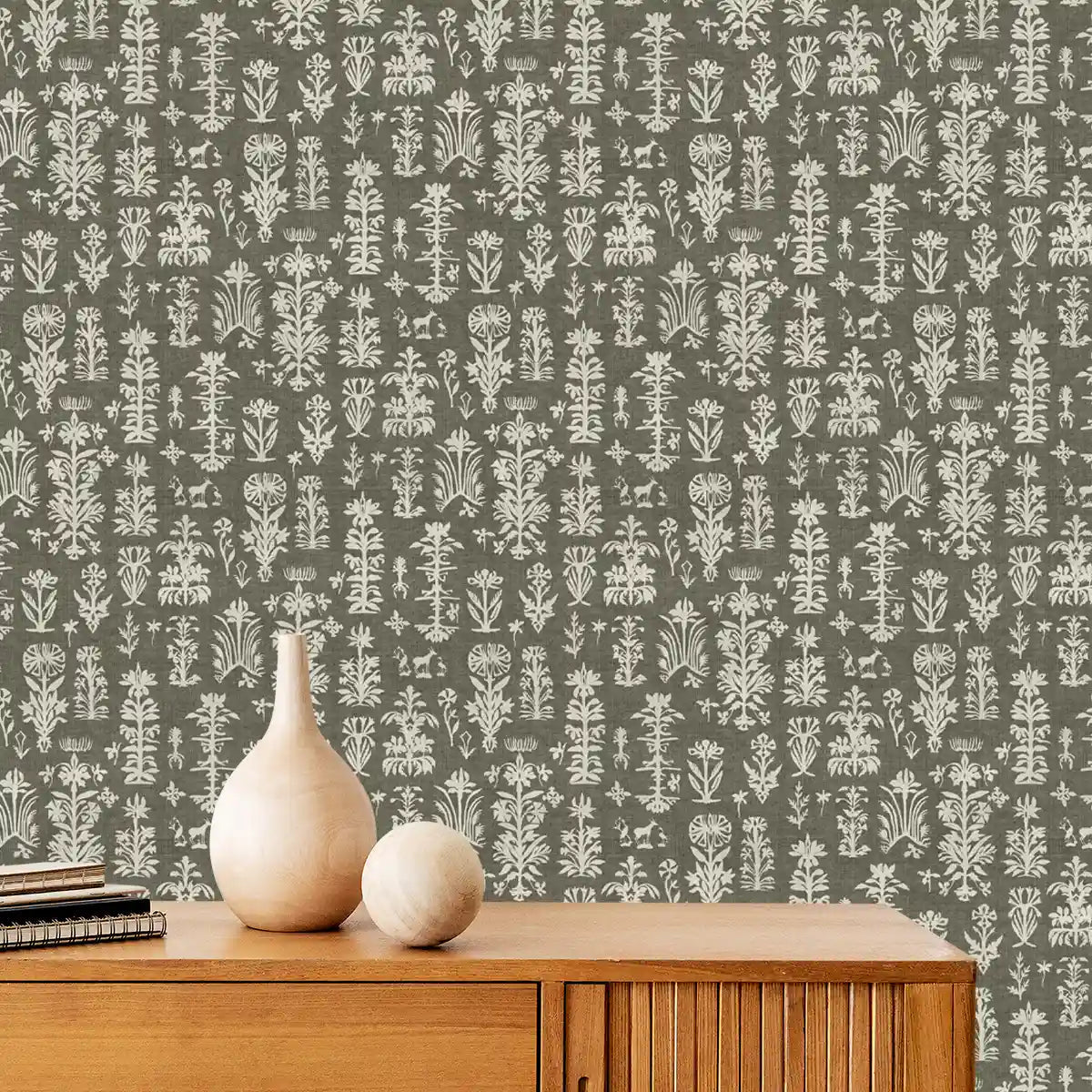 Serene Abstract Mood Dusky Green Color Room Wallcovering - Marble Lotus - Serene Abstract Mood Dusky Green Color Room Wallcovering