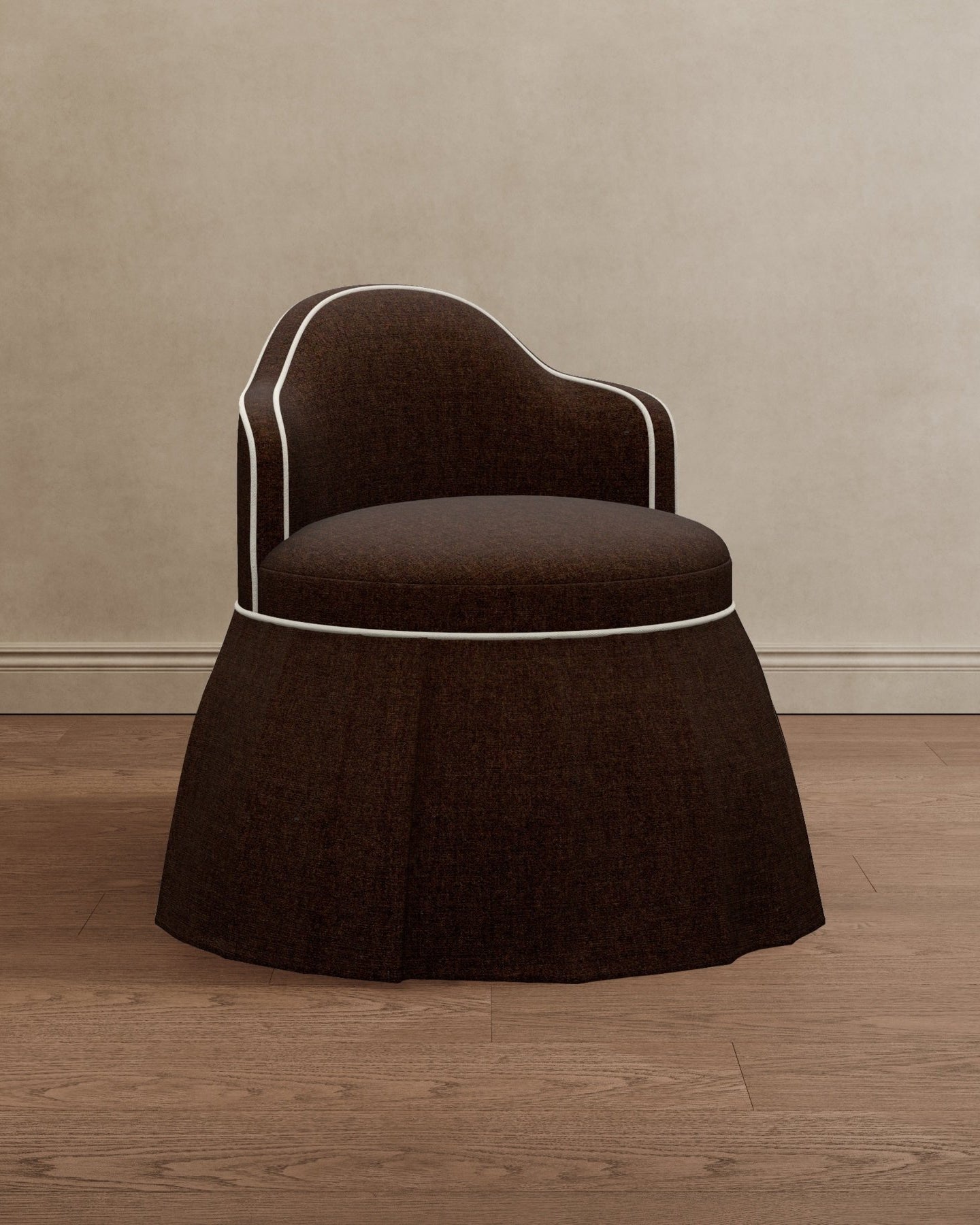 Sona Princess Vanity Stool Dark Brown Velvet - Marble Lotus - Sona Princess Vanity Stool Dark Brown Velvet