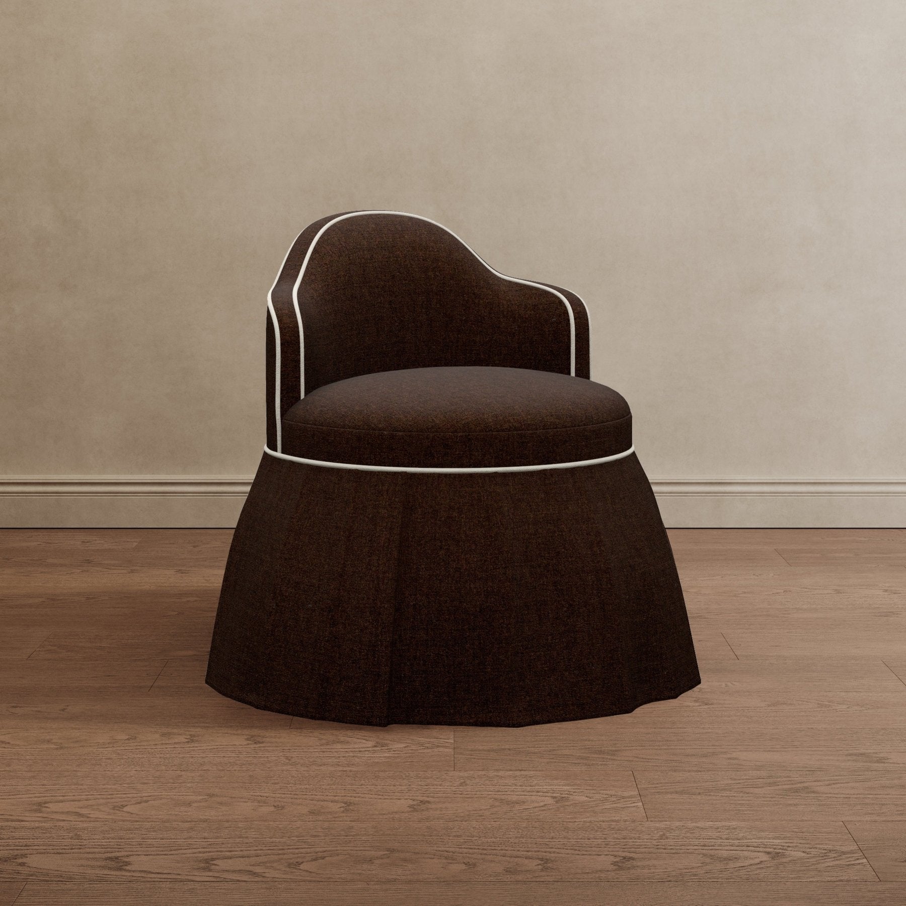 Sona Princess Vanity Stool Dark Brown Velvet - Marble Lotus - Sona Princess Vanity Stool Dark Brown Velvet