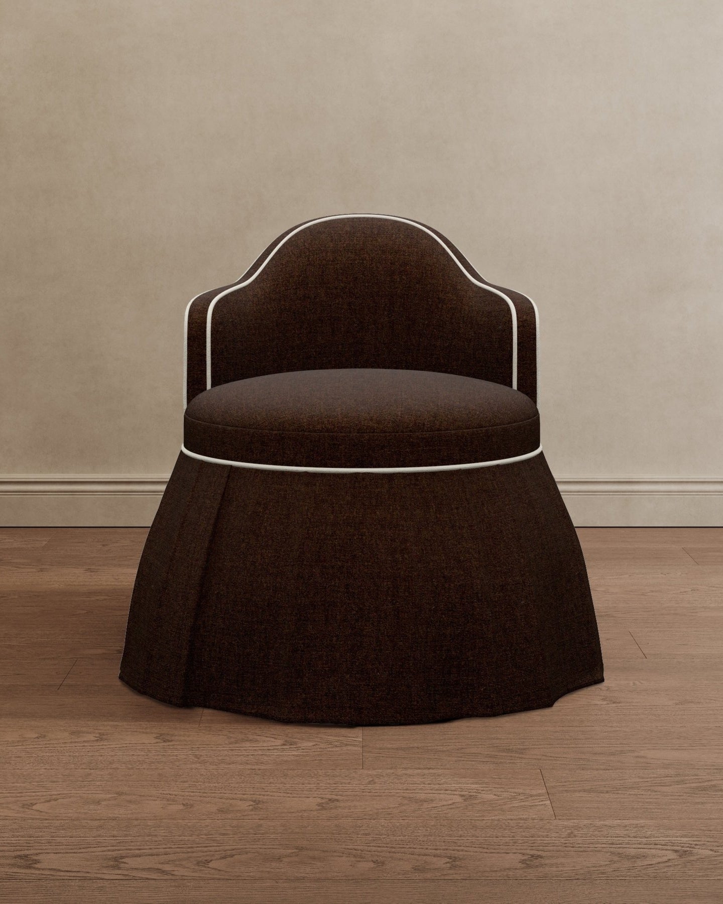 Sona Princess Vanity Stool Dark Brown Velvet - Marble Lotus - Sona Princess Vanity Stool Dark Brown Velvet