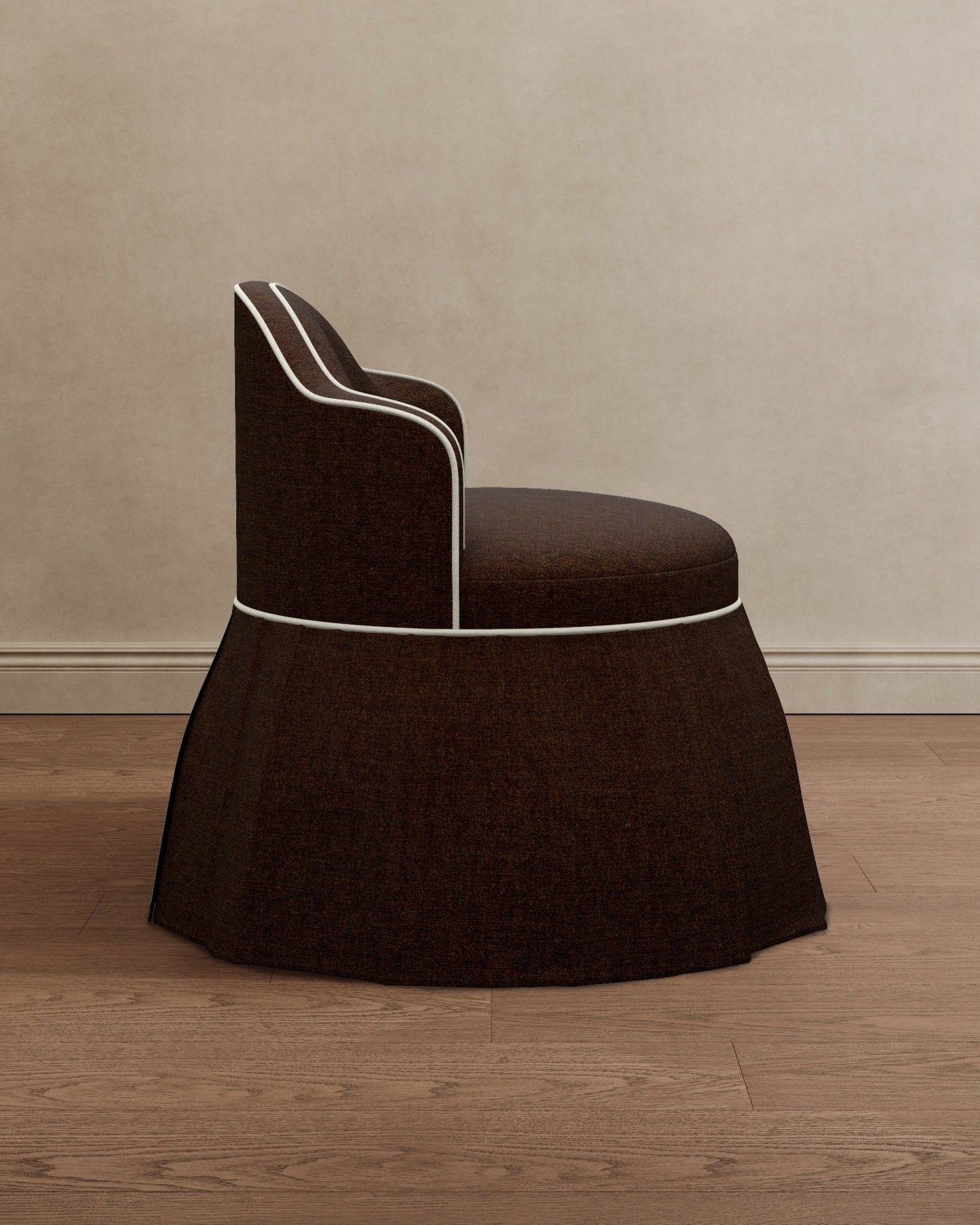 Sona Princess Vanity Stool Dark Brown Velvet - Marble Lotus - Sona Princess Vanity Stool Dark Brown Velvet