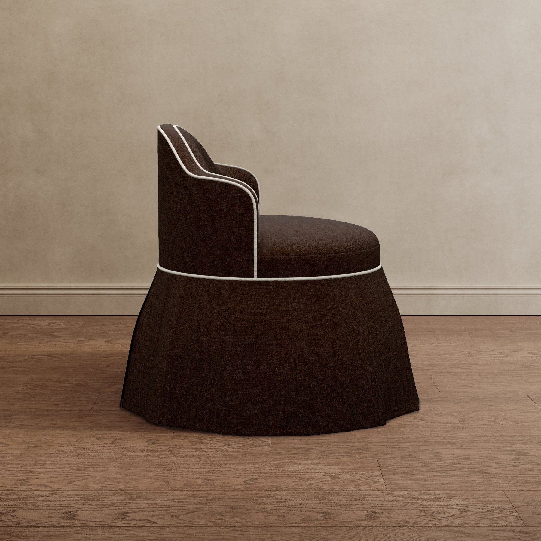 Sona Princess Vanity Stool Dark Brown Velvet - Marble Lotus - Sona Princess Vanity Stool Dark Brown Velvet