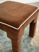 Square Step Arch Ottoman Dark Brown Velvet - Marble Lotus - Square Step Arch Ottoman Dark Brown Velvet