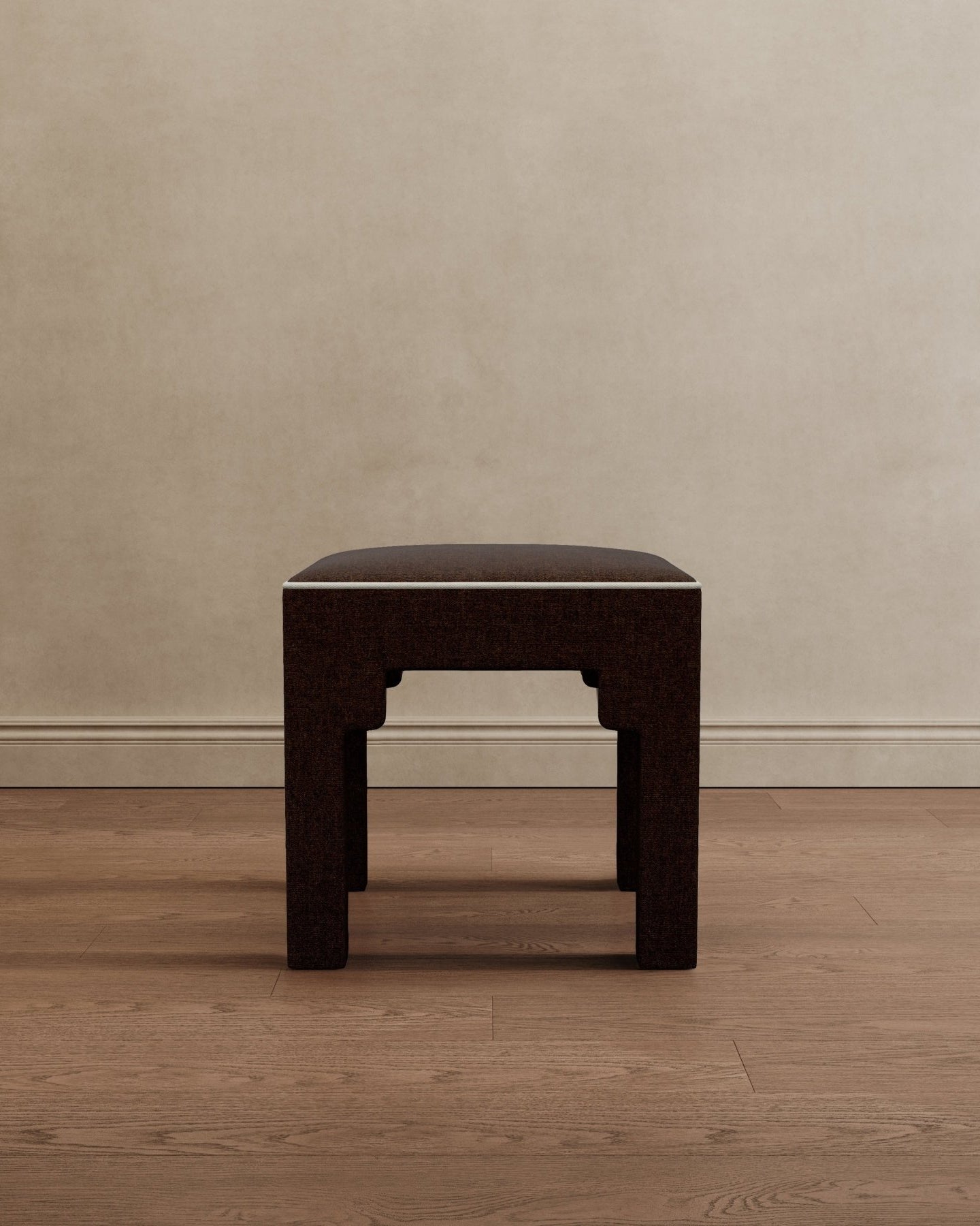 Square Step Arch Ottoman Dark Brown Velvet - Marble Lotus - Square Step Arch Ottoman Dark Brown Velvet