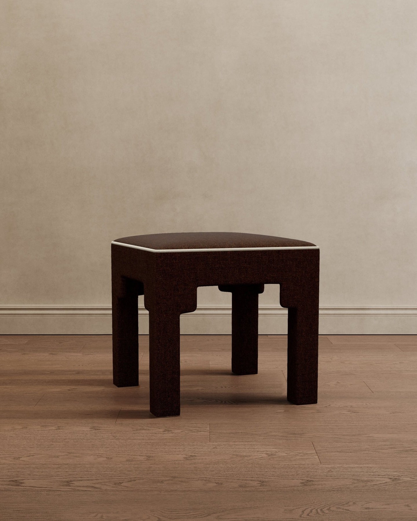 Square Step Arch Ottoman Dark Brown Velvet - Marble Lotus - Square Step Arch Ottoman Dark Brown Velvet