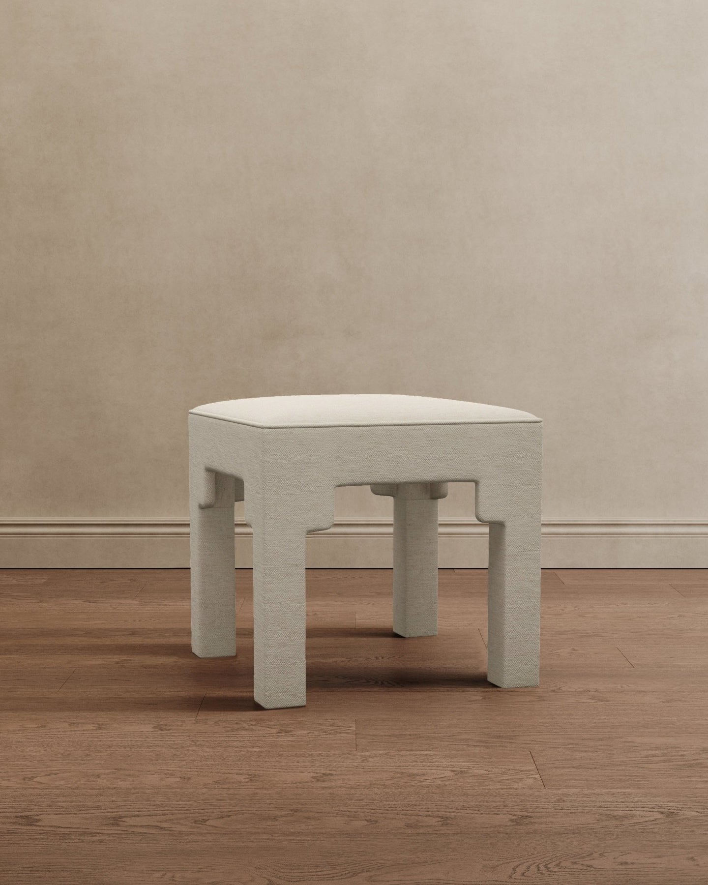 Square Step Arch Ottoman Off White - Marble Lotus - Square Step Arch Ottoman Off White