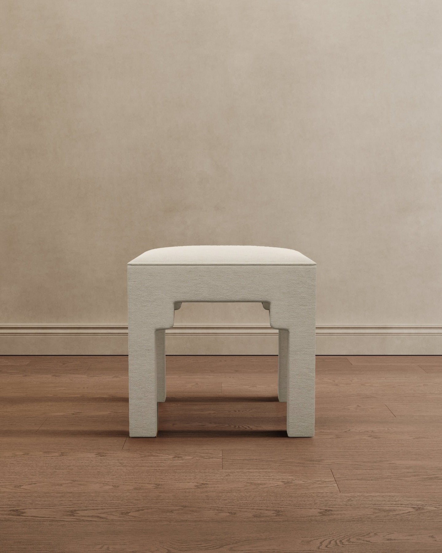 Square Step Arch Ottoman Off White - Marble Lotus - Square Step Arch Ottoman Off White