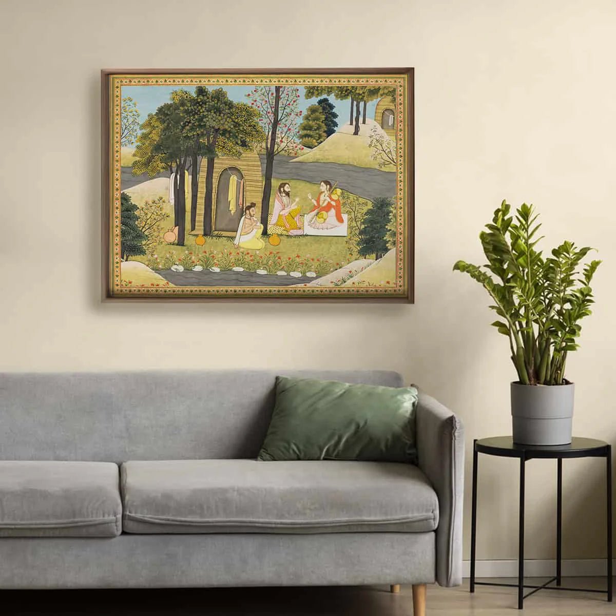 Story of Rama Vintage Indian Frameless Painting Wall Art Digital Print Poster 36 x 48 inches - Marble Lotus - Story of Rama Vintage Indian Painting Wall Art Digital Print Poster 36 x 48 inches Wall Art for Living Room Decor Wall Art