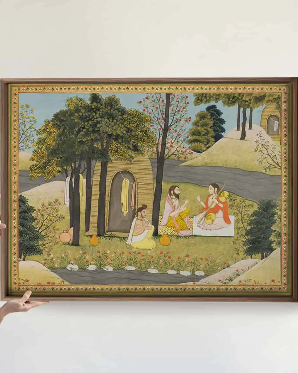 Story of Rama Vintage Indian Frameless Painting Wall Art Digital Print Poster 36 x 48 inches - Marble Lotus - Story of Rama Vintage Indian Painting Wall Art Digital Print Poster 36 x 48 inches Wall Art for Living Room Decor Wall Art