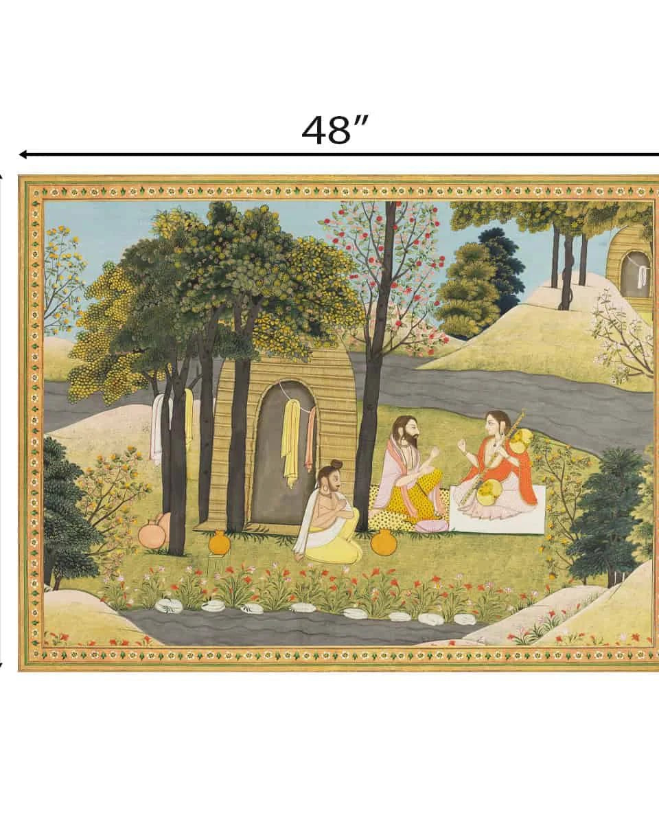 Story of Rama Vintage Indian Frameless Painting Wall Art Digital Print Poster 36 x 48 inches - Marble Lotus - Story of Rama Vintage Indian Painting Wall Art Digital Print Poster 36 x 48 inches Wall Art for Living Room Decor Wall Art
