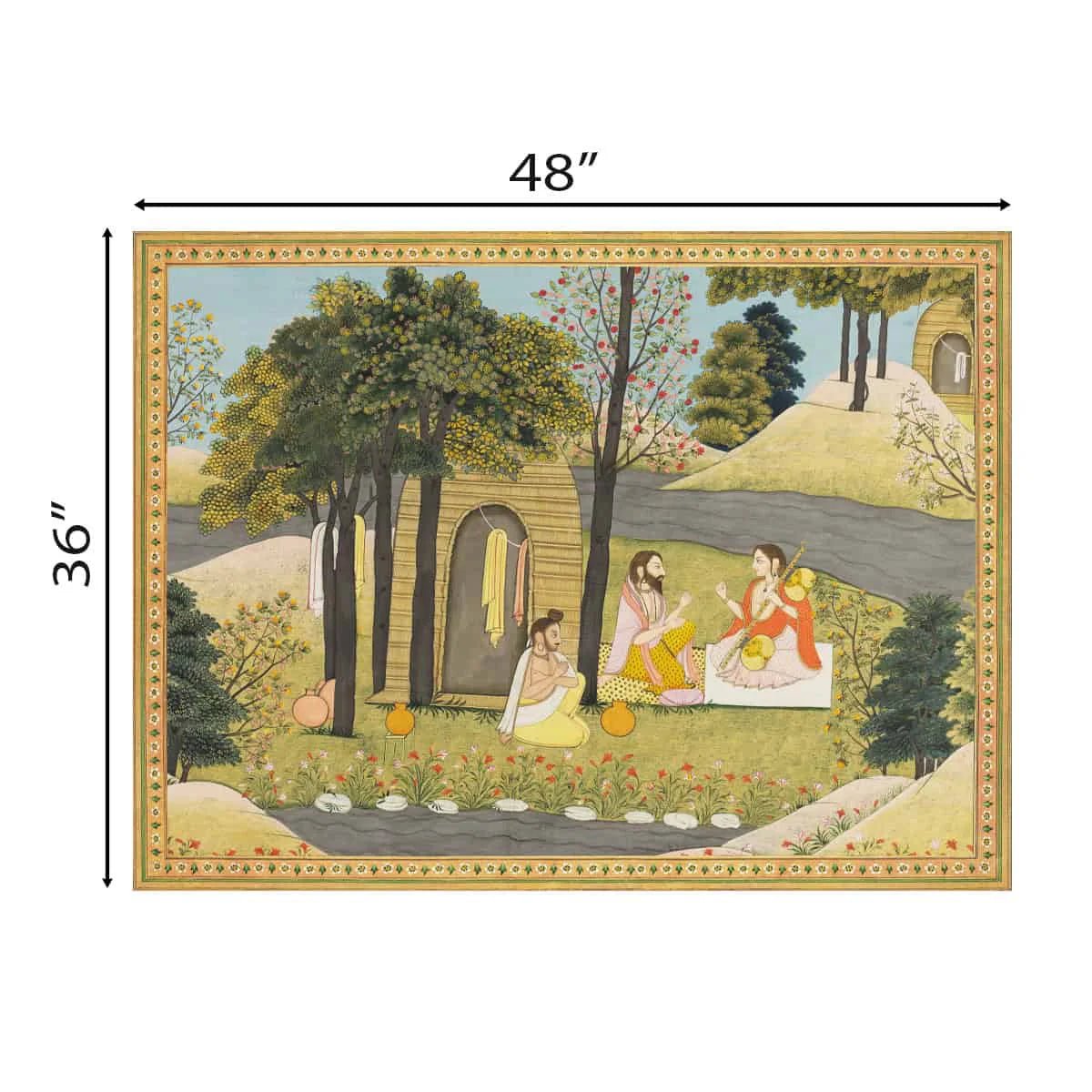 Story of Rama Vintage Indian Frameless Painting Wall Art Digital Print Poster 36 x 48 inches - Marble Lotus - Story of Rama Vintage Indian Painting Wall Art Digital Print Poster 36 x 48 inches Wall Art for Living Room Decor Wall Art