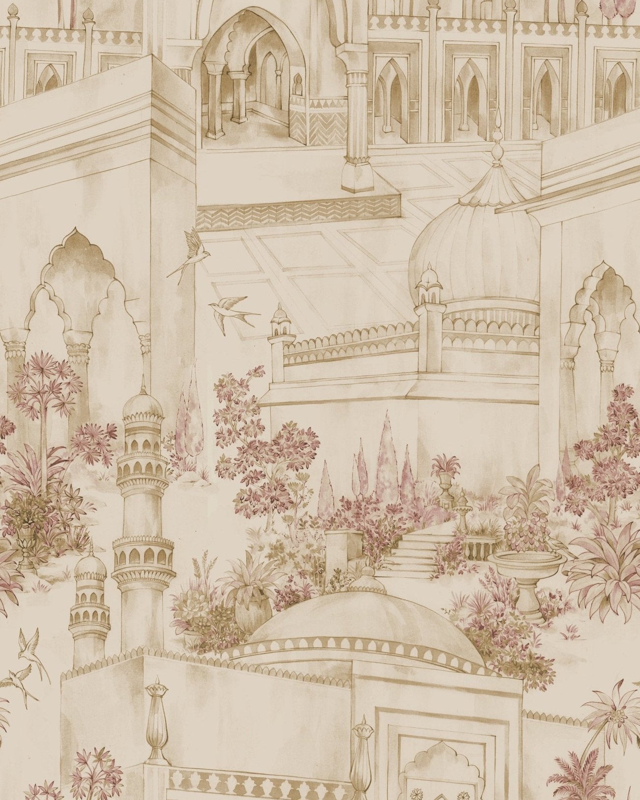 TAJ Gardens - Beige - Marble Lotus - TAJ Gardens - Beige