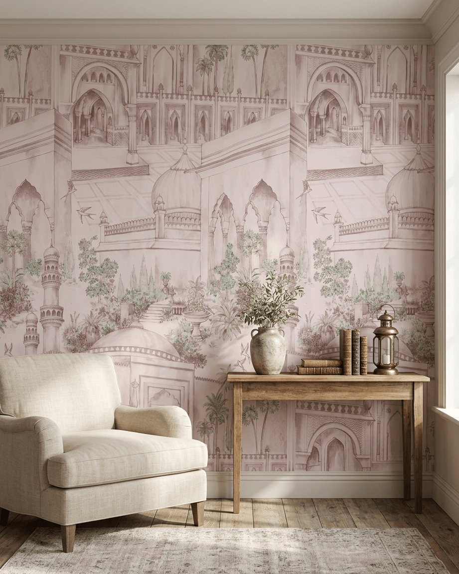Taj Gardens – Dust Pink - Marble Lotus - Taj Gardens – Dust Pink