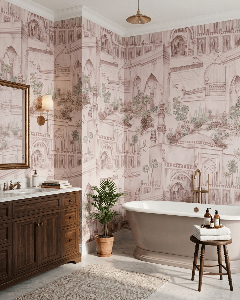 Taj Gardens – Dust Pink - Marble Lotus - Taj Gardens – Dust Pink