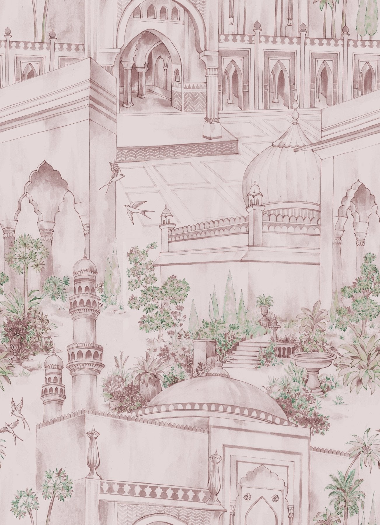 TAJ Gardens - Dust Pink - Marble Lotus - TAJ Gardens - Dust Pink