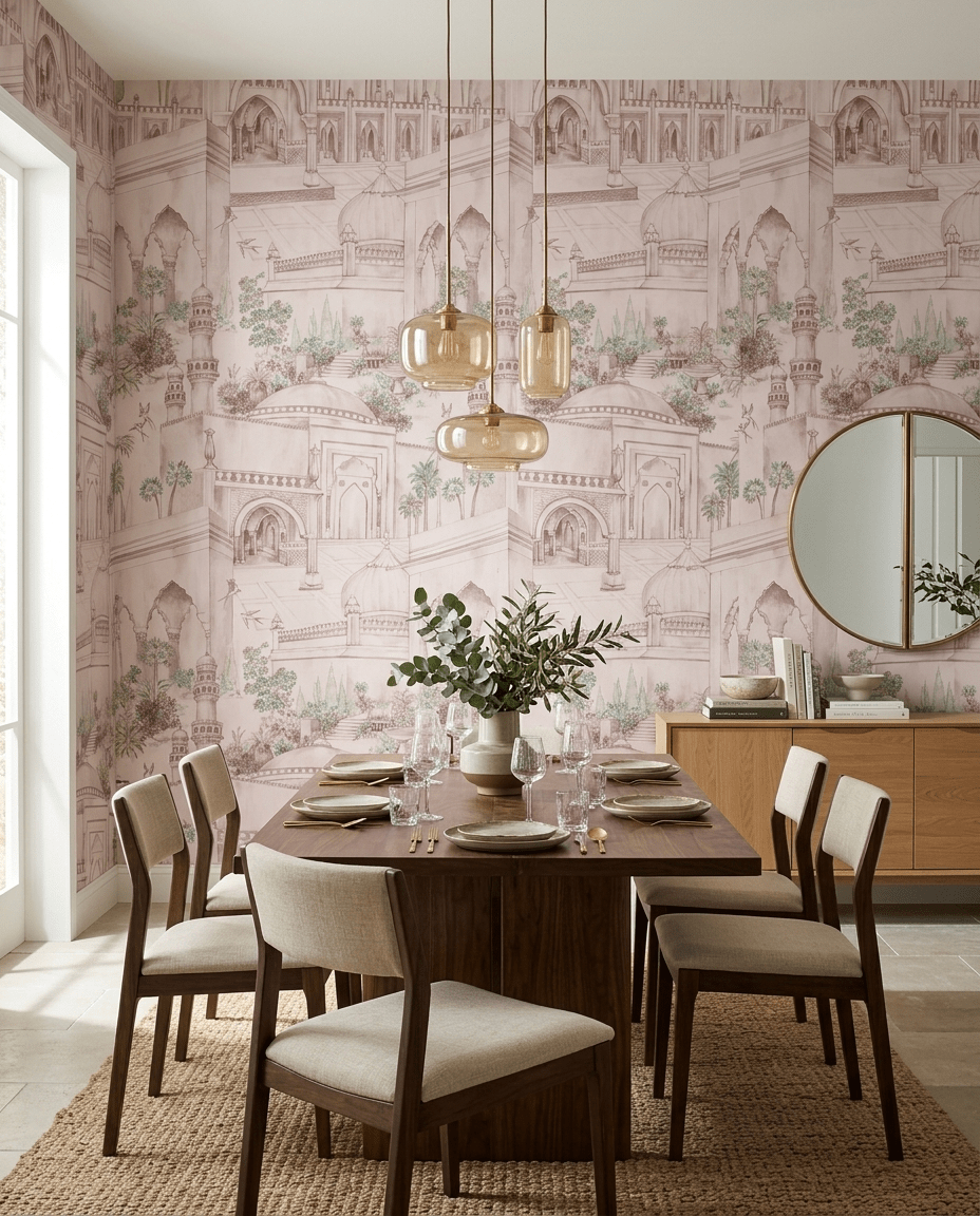 Taj Gardens – Dust Pink - Marble Lotus - Taj Gardens – Dust Pink