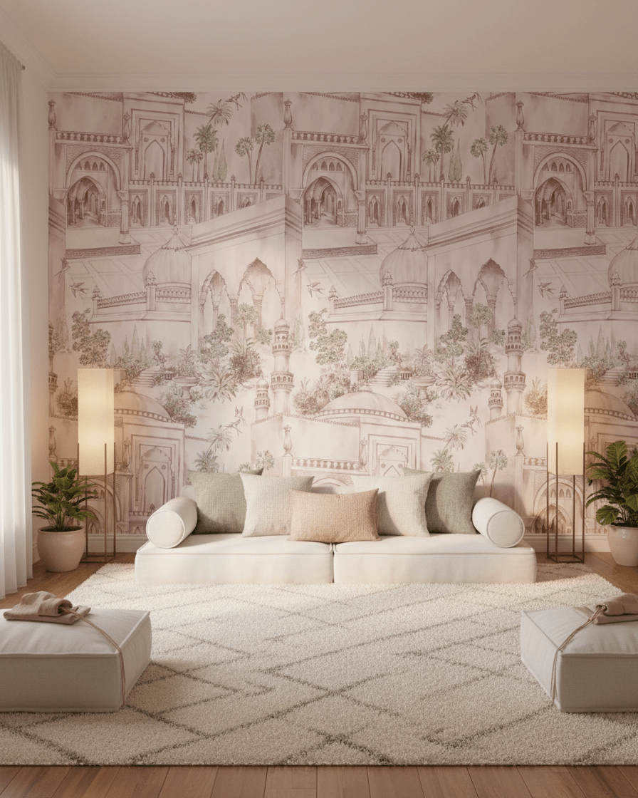 TAJ Gardens - Dust Pink - Marble Lotus - TAJ Gardens - Dust Pink