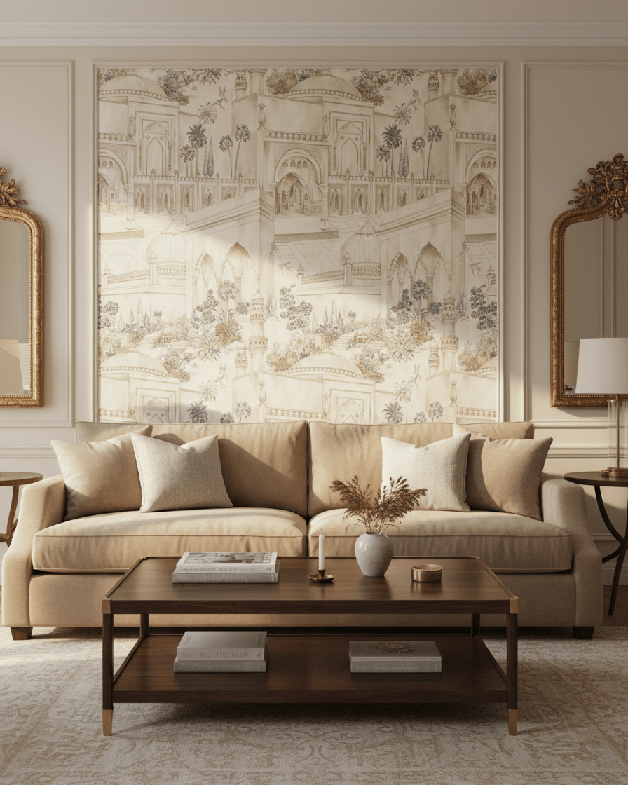 TAJ Gardens - Ochre Yellow - Marble Lotus - TAJ Gardens - Ochre Yellow