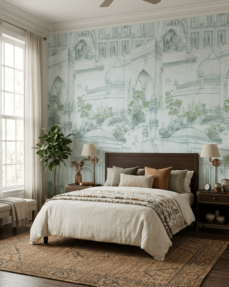Taj Gardens – Steel Blue - Marble Lotus - Taj Gardens – Steel Blue