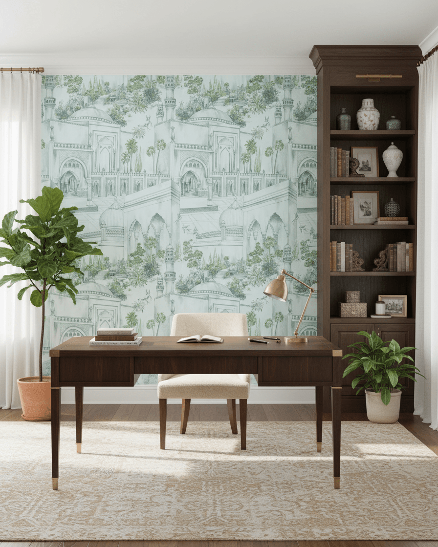 TAJ Gardens - Steel Blue - Marble Lotus - TAJ Gardens - Steel Blue