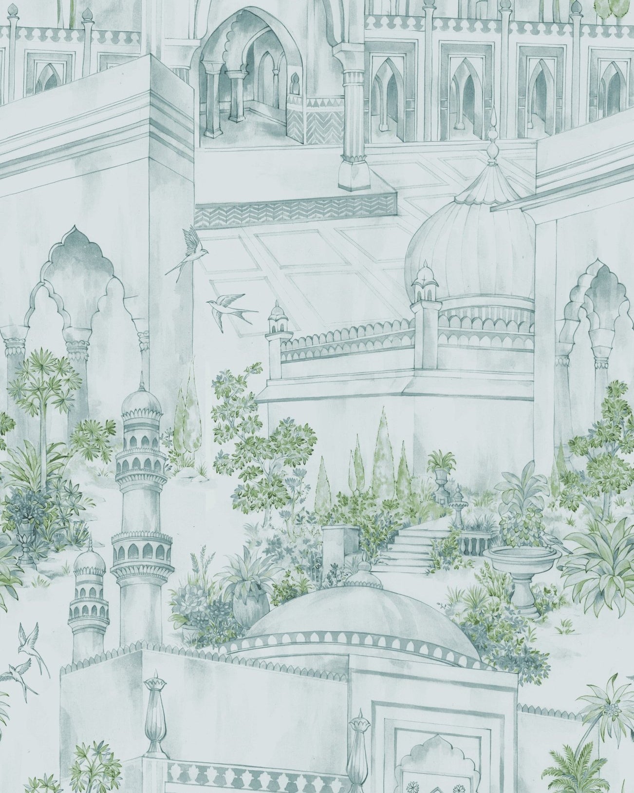 TAJ Gardens - Steel Blue - Marble Lotus - TAJ Gardens - Steel Blue