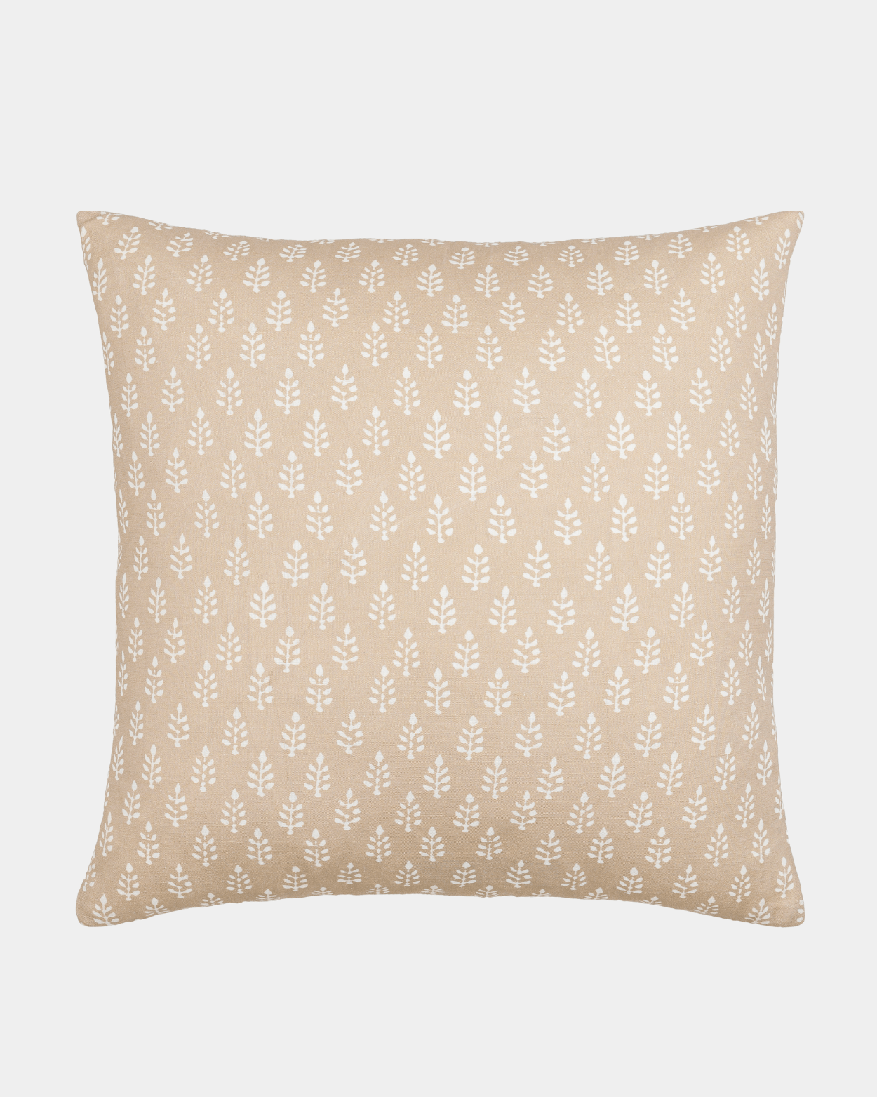 Tan Block Print Pillow - Marble Lotus - Tan Block Print Pillow