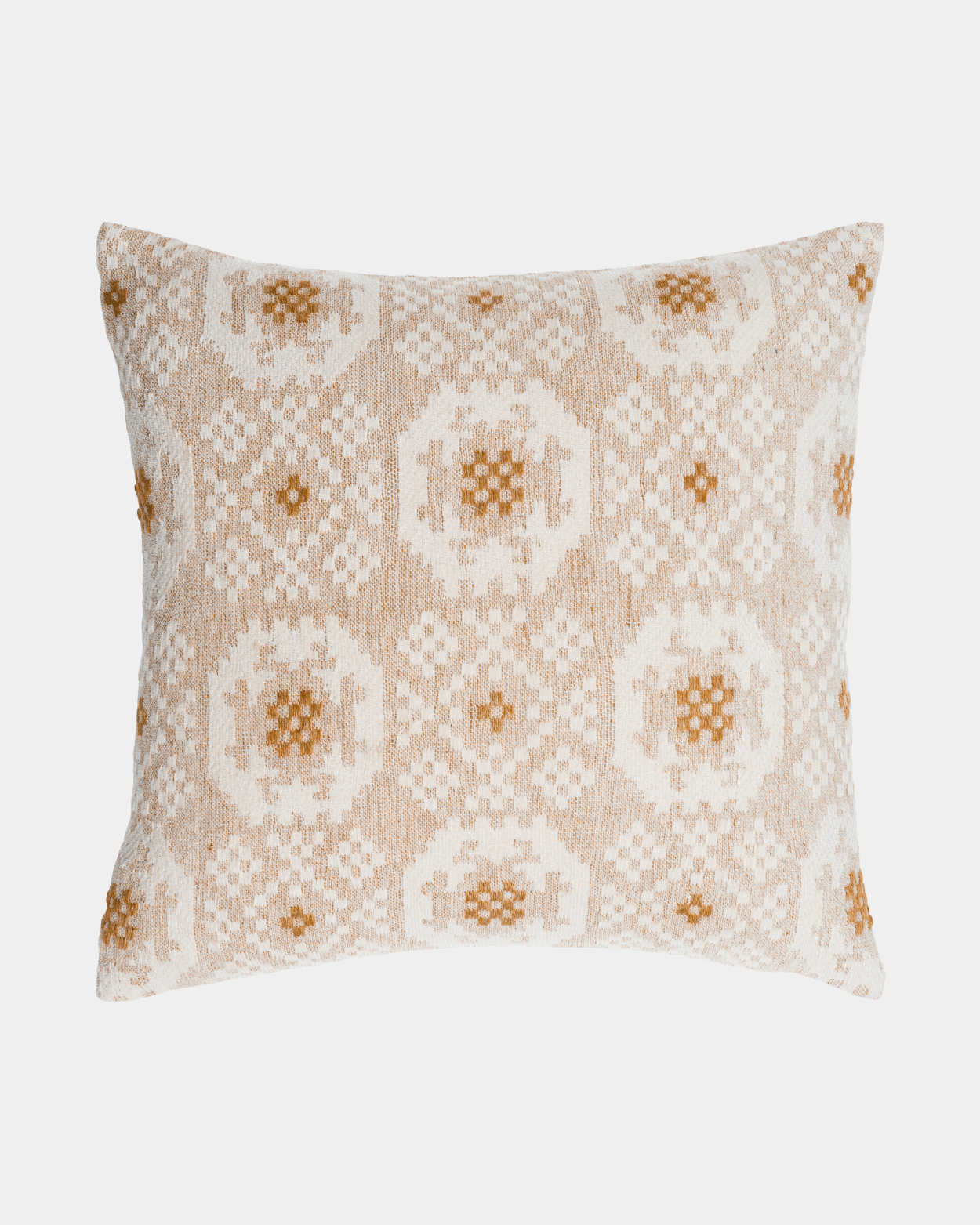 Tan Canvas Geometric Patterned Pillow - Marble Lotus - Tan Canvas Geometric Patterned Pillow