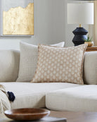 Tan Traditional Polyester Blend Pillow - Marble Lotus - Tan Traditional Polyester Blend Pillow