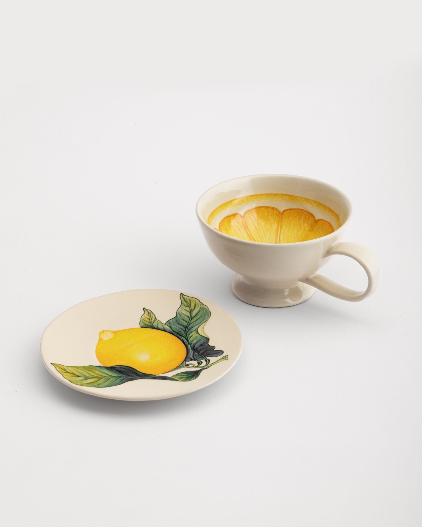 Tea Cup and Saucer Large Lemon - Marble Lotus - Tea Cup and Saucer Large Lemon