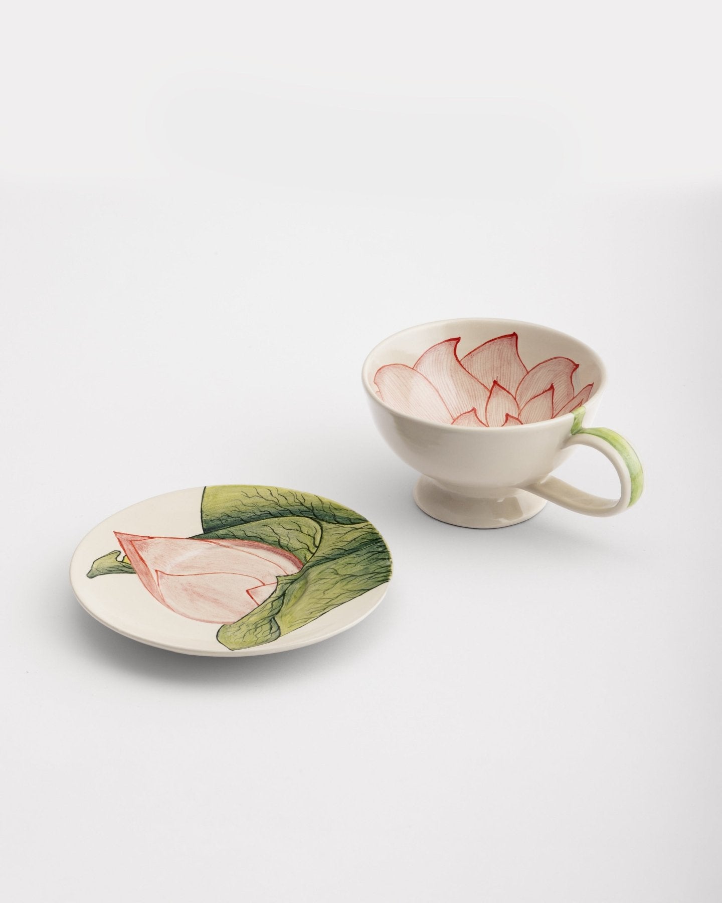 Tea Cup and Saucer Large Lotus - Marble Lotus - Tea Cup and Saucer Large Lotus