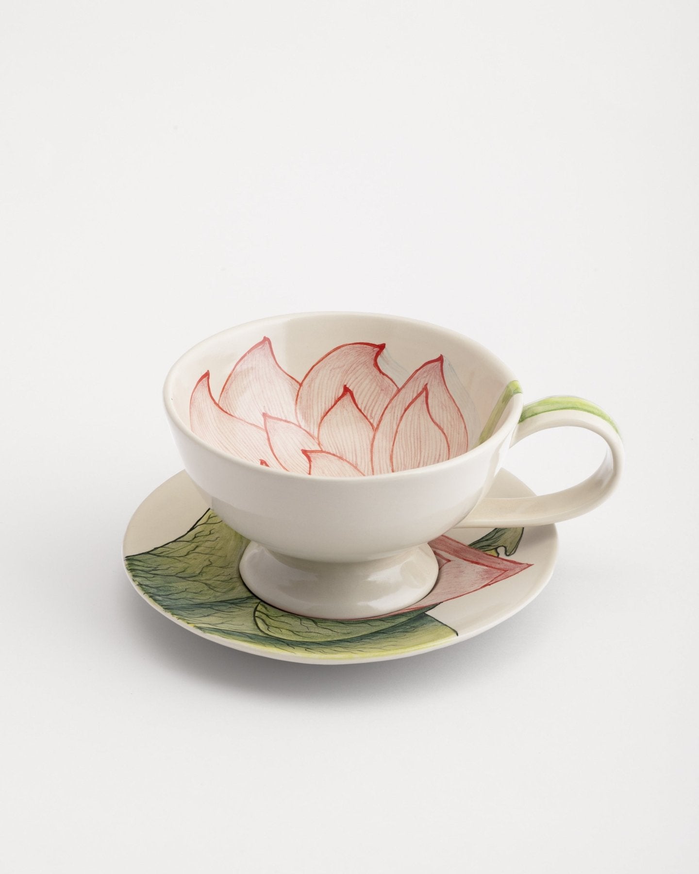 Tea Cup and Saucer Large Lotus - Marble Lotus - Tea Cup and Saucer Large Lotus